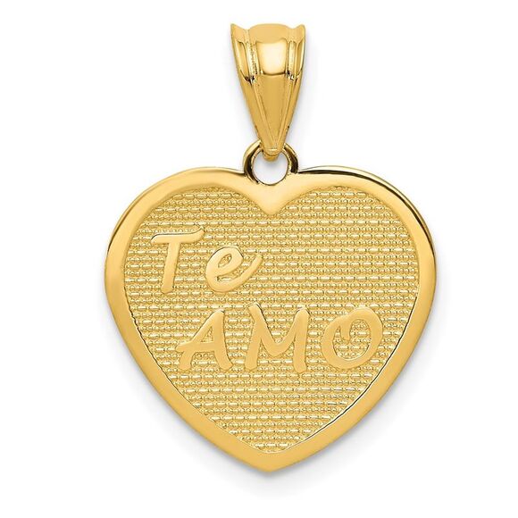 14k Yellow Gold TeAmo Heart Pendant 16mm